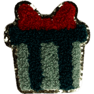 Christmas Present Gift 2.5" Small Christmas Patches Gold Glitter Iron On Patch