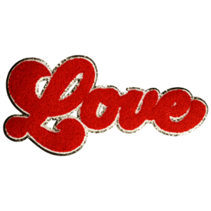 Large Red LOVE Chenille Iron-on Patch