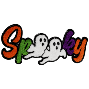 Large Spooky Double Ghost with Black Glitter Iron On Patch