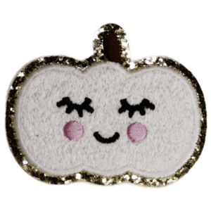 White Halloween Pumpkin Patches Gold Glitter Iron On Patch