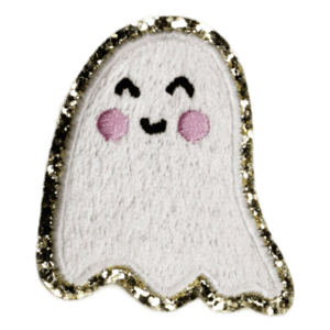 White Halloween Ghost Patches Gold Glitter Iron On Patch