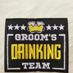 'Groom's Drinking Team' Embroidery Iron On Patch