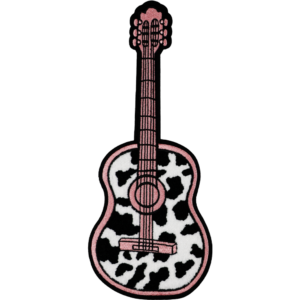 Large Guitar Cow Print Chenille Iron On Patch