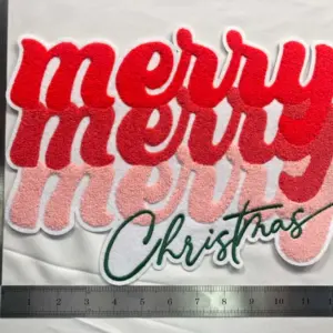 Merry Merry Merry Christmas Chenille Iron-on Patch