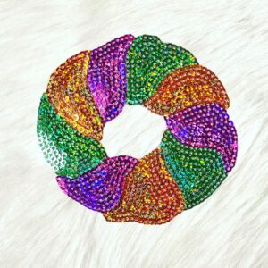Sequin King Cake Mardi Gras Iron On Patch