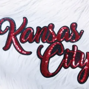 Sequin Cursive Kansas City Iron-on Glitter Patch