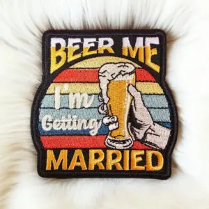 'Beer Me I'm Getting Married' Single Glass Embroidery Iron On Patch