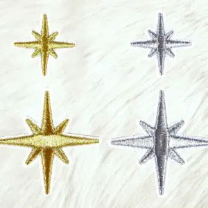 Star Burst Filler Gold Silver Embroidery Iron On Patch