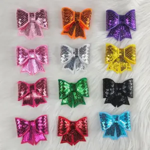 Small Sequin Bow Iron On Patch